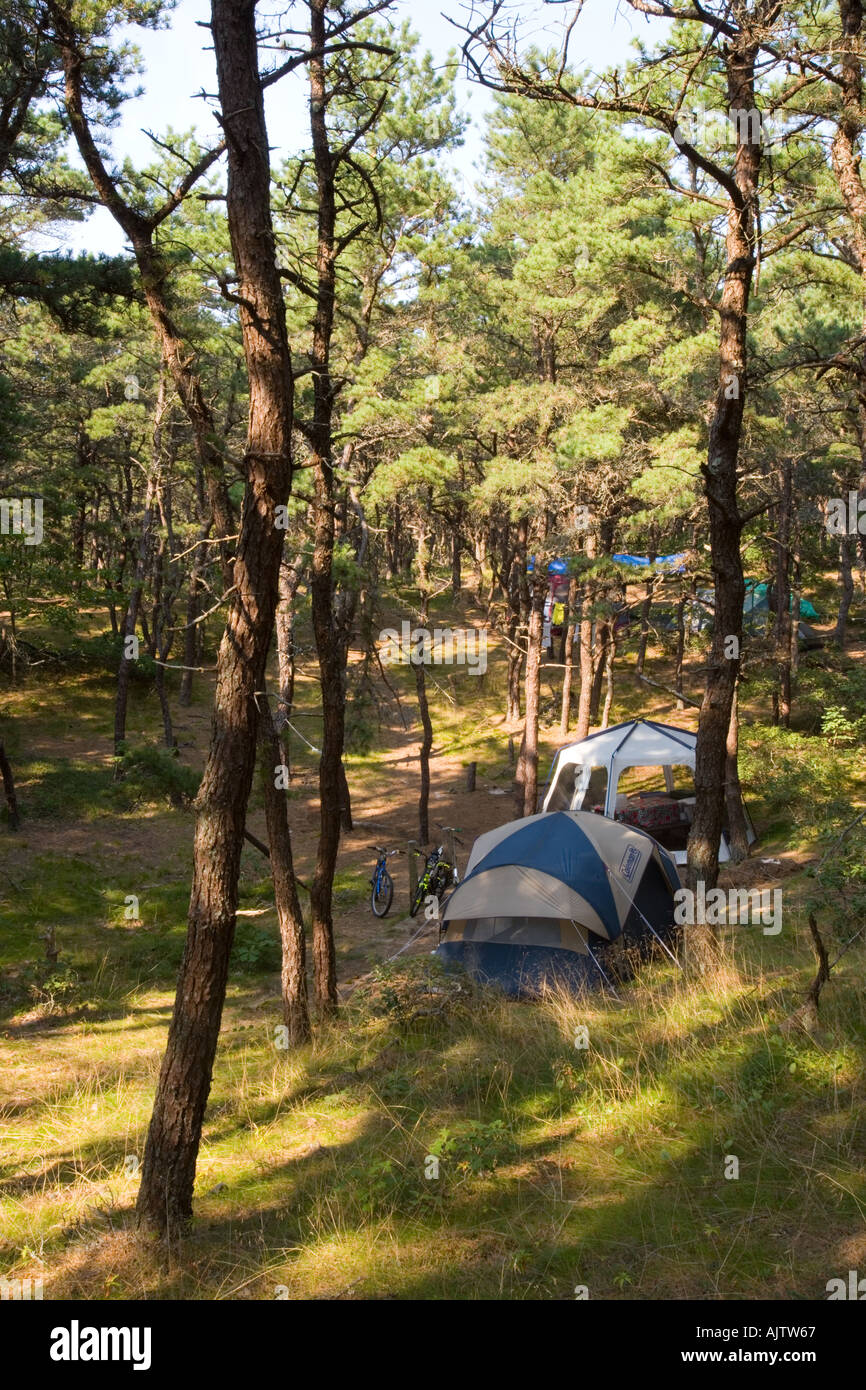 Des tentes dans un kettlehole au nord du camping des hautes terres à la  Cape Cod National Seashore, à Truro, Massachusetts Photo Stock - Alamy