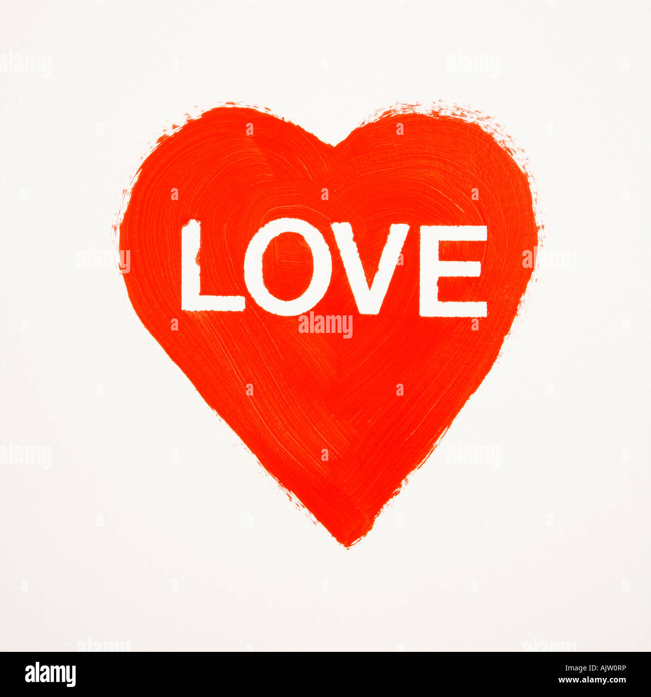 Forme de coeur rouge avec texte amour Banque D'Images