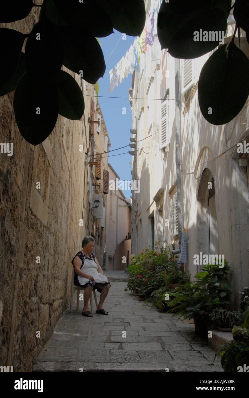 Retour street La ville de Korcula Croatie Dalmatie Île de Korcula Banque D'Images