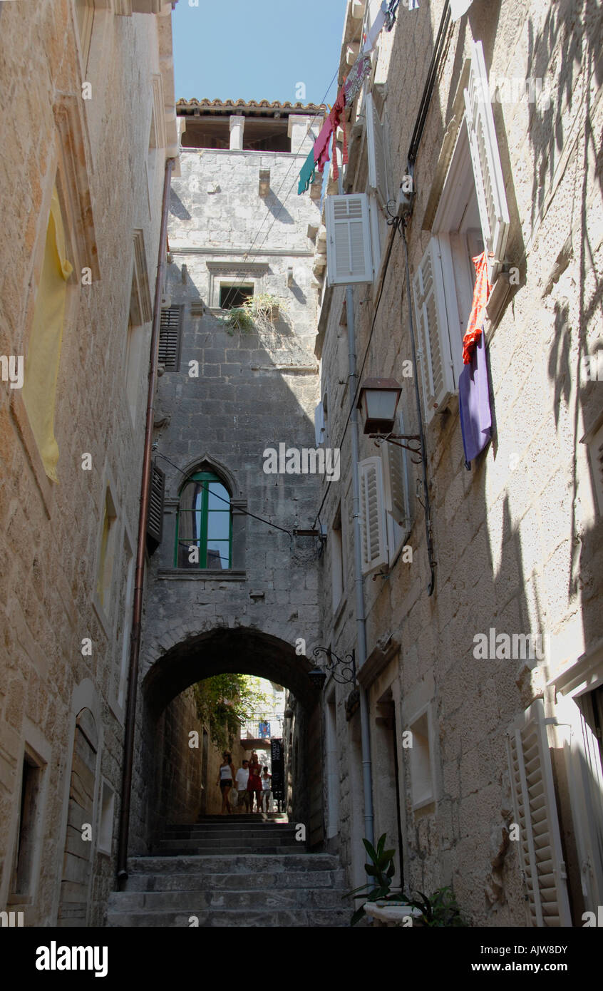 Tour de Marco Polo et maison Kocula Ville Dalmatie Croatie Banque D'Images