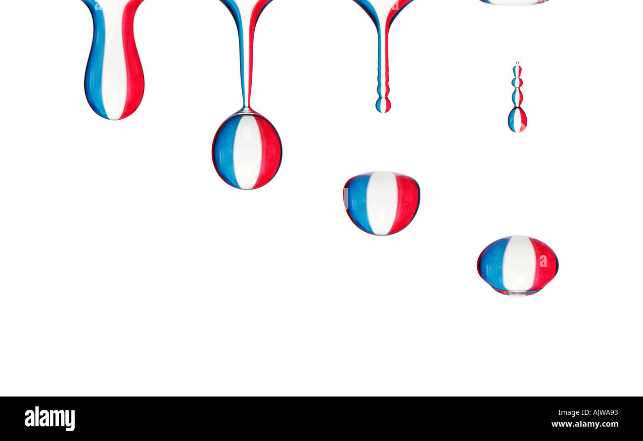 L'eau en couleurs de drapeau français dripping Banque D'Images
