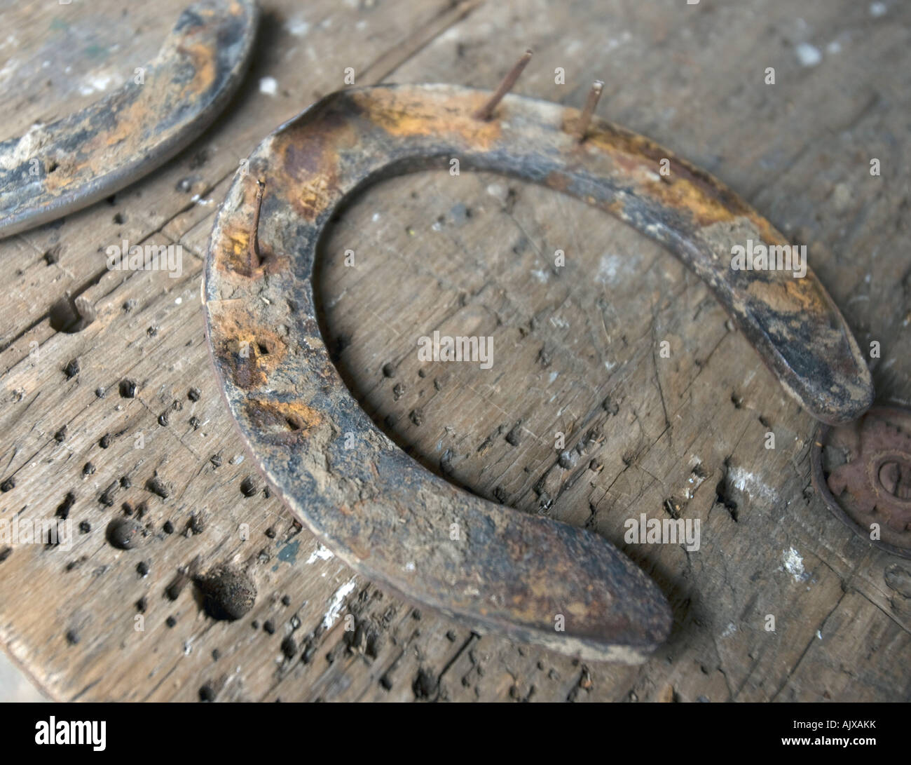 Sur une table en fer à cheval Banque D'Images