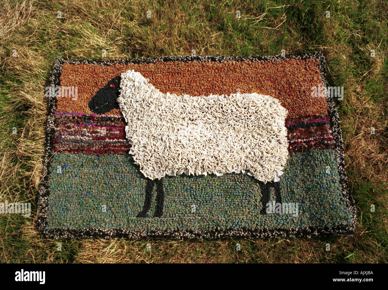Un tapis de chiffon représentant un mouton Cumbria UK John Robertson, 2005 Banque D'Images