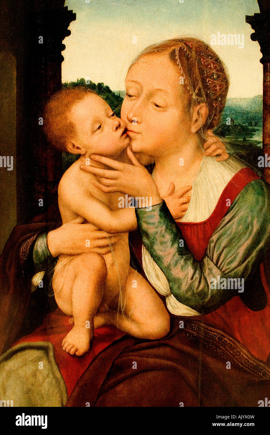 Vierge Marie avec enfant par METSYS Quentin 1466-1530 Belge Flamand Banque D'Images