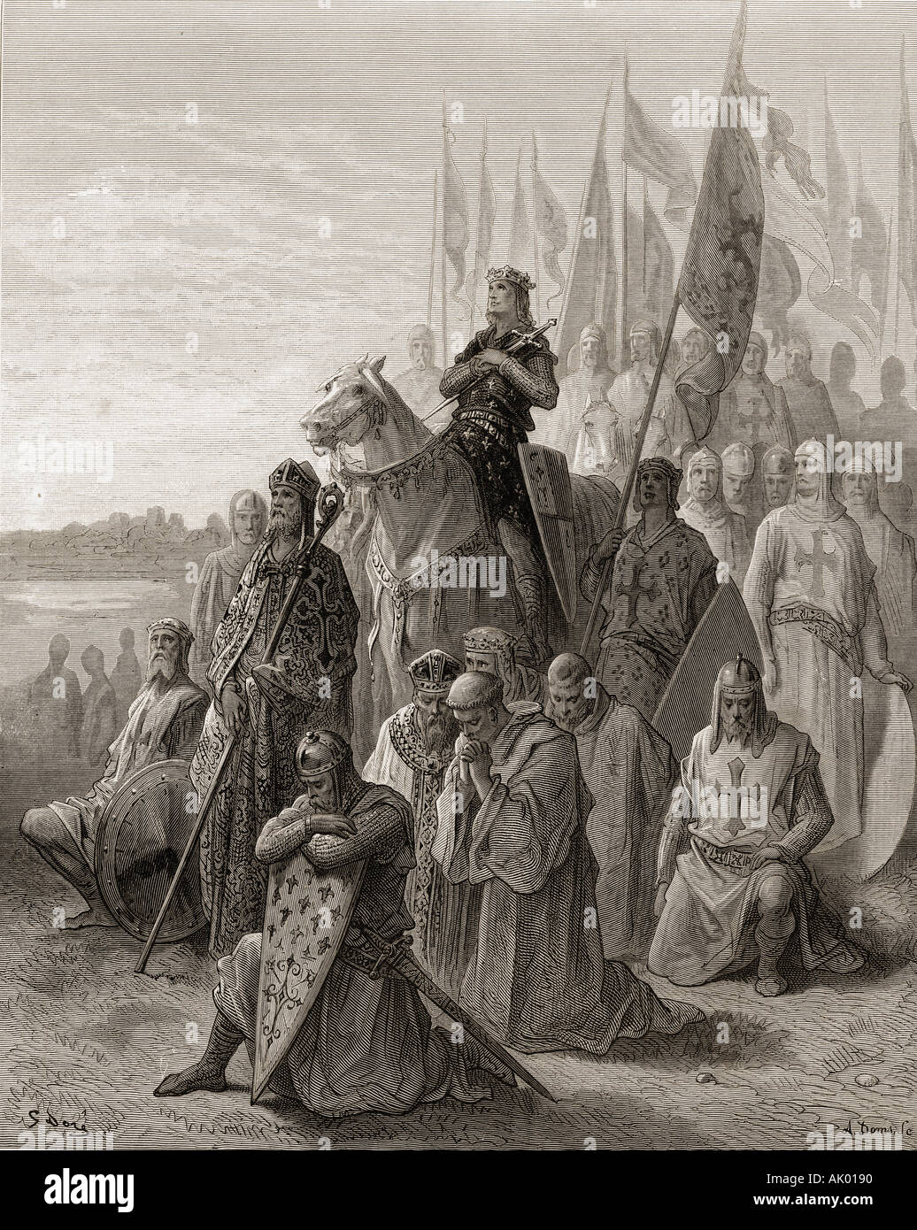 Le roi Louis IX avant de Damiette au cours de sa première croisade en 1249. Louis IX, 1214 -1270, alias Saint Louis. Roi de France. Banque D'Images