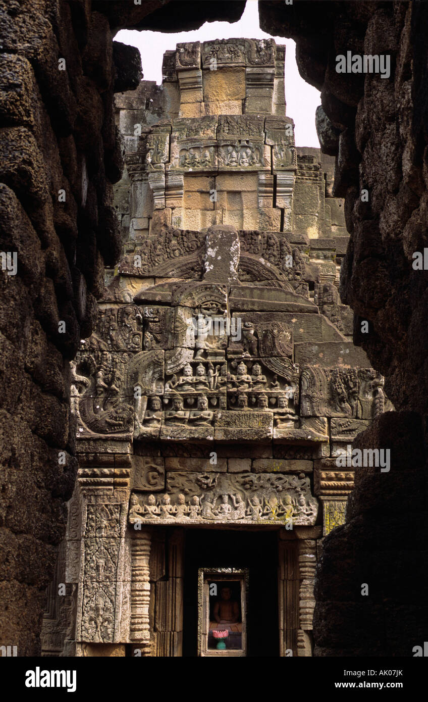 Détail de Temple Nokor Bachey Kampong Cham, Cambodge Banque D'Images