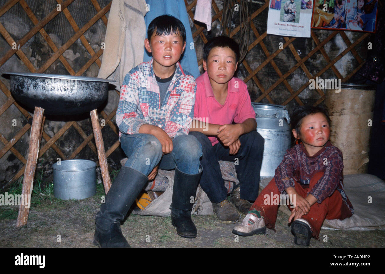 Les enfants de Mongolie Banque D'Images