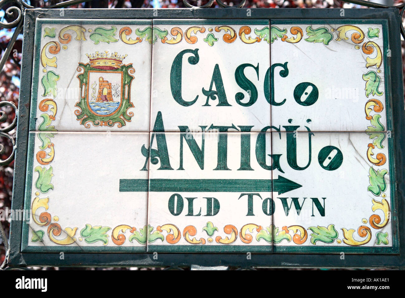 Plaque de rue de la vieille ville (Casco Antiguo), Marbella, Costa del Sol, Andalousie, Espagne Banque D'Images