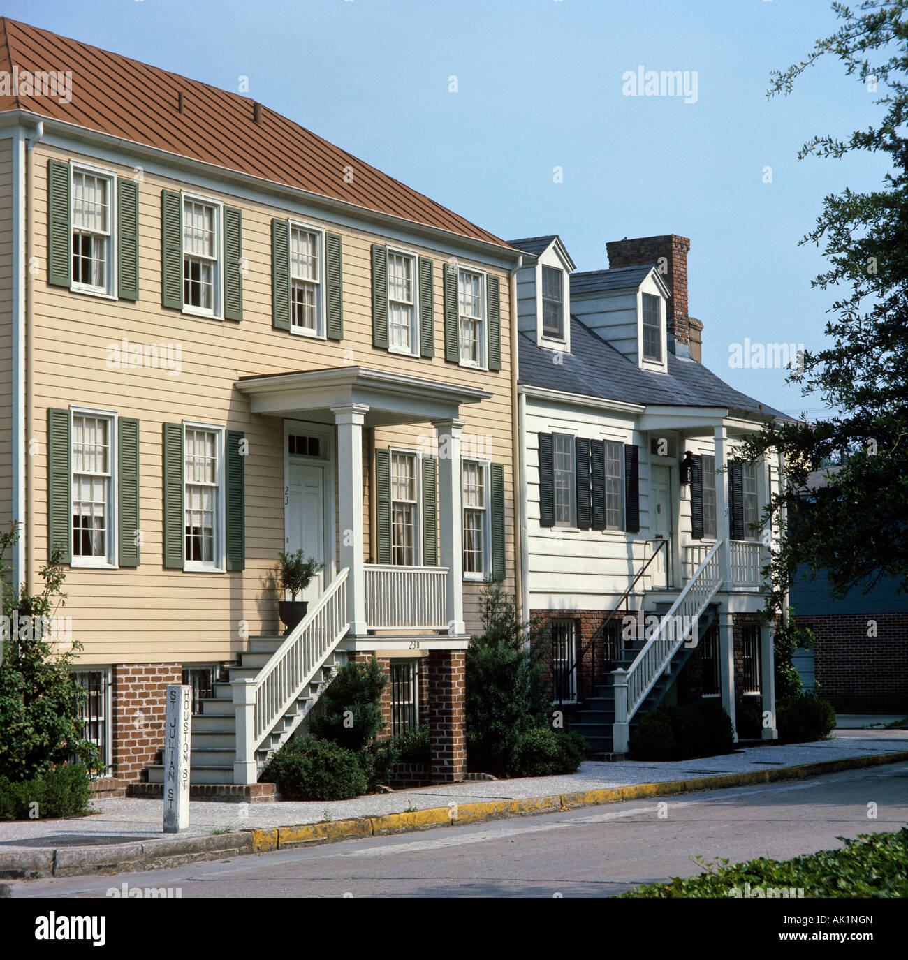 Des maisons de ville de Savannah Historic trimestre Etat de Géorgie aux etats unis Banque D'Images