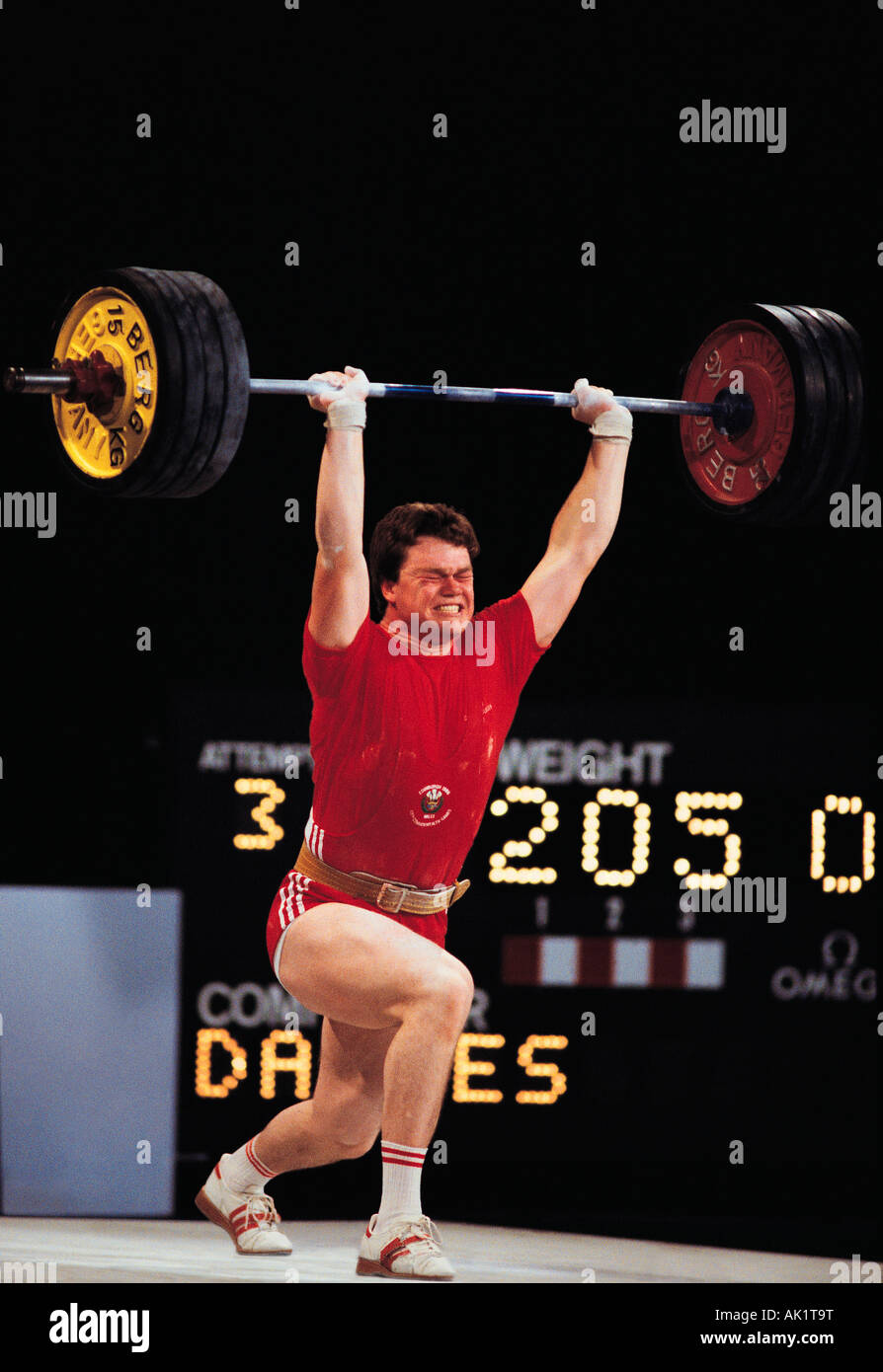 Sport.Levée de poids.Andrew Davies.Pays de Galles.1996 Jeux du Commonwealth à Édimbourg. Banque D'Images