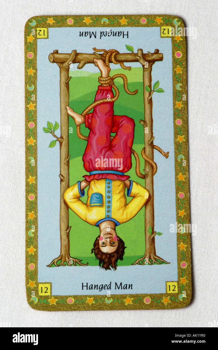 Le Pendu carte de tarot. Banque D'Images