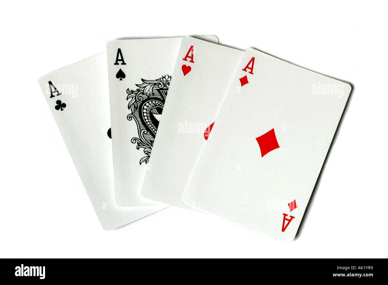 Quatre As à partir d'un paquet de cartes de jeu régulières Banque D'Images