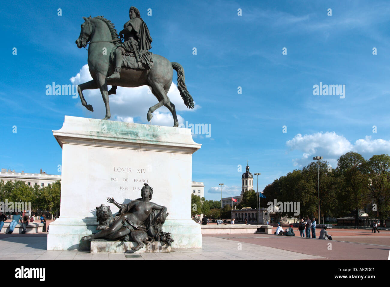 Statue de Louis XIV, Place Bellecour, la Presqu'île, Lyon, vallée du Rhône, France Banque D'Images