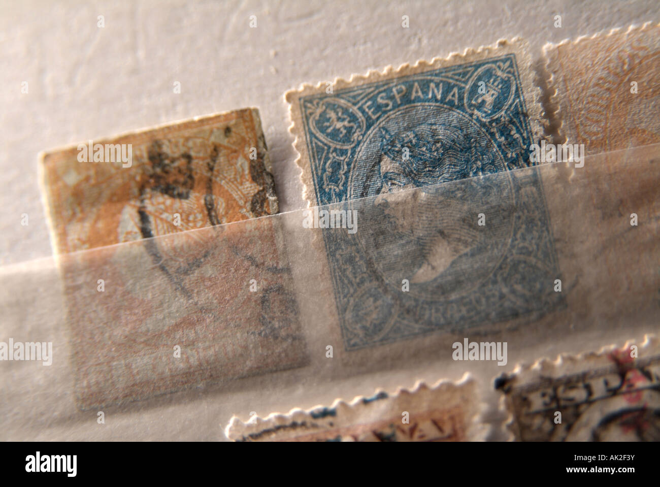 Ancienne collection de timbres-poste de l'Espagne Banque D'Images