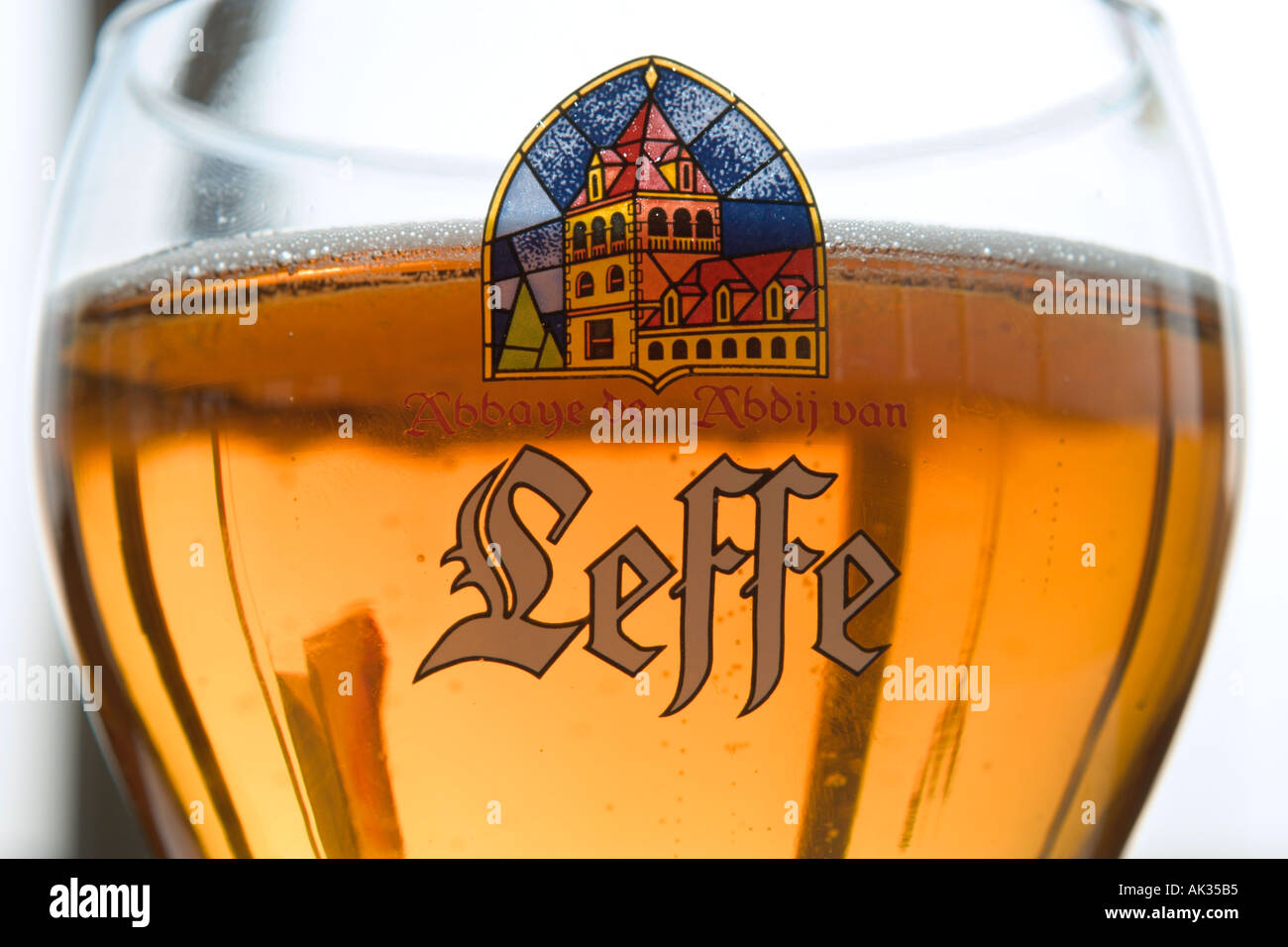 Close up d'un verre de Leffe bière belge, Belgique Banque D'Images