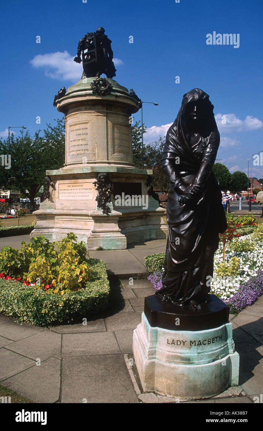Mémorial de Gower et Lady Macbeth de Shakespeare Stratford Upon Avon, Warwickshire, Angleterre Banque D'Images