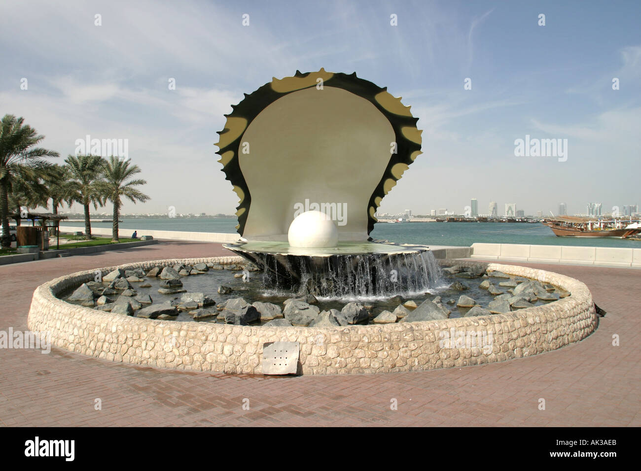 Pearl Fountainon la corniche à Doha, Qatar Banque D'Images