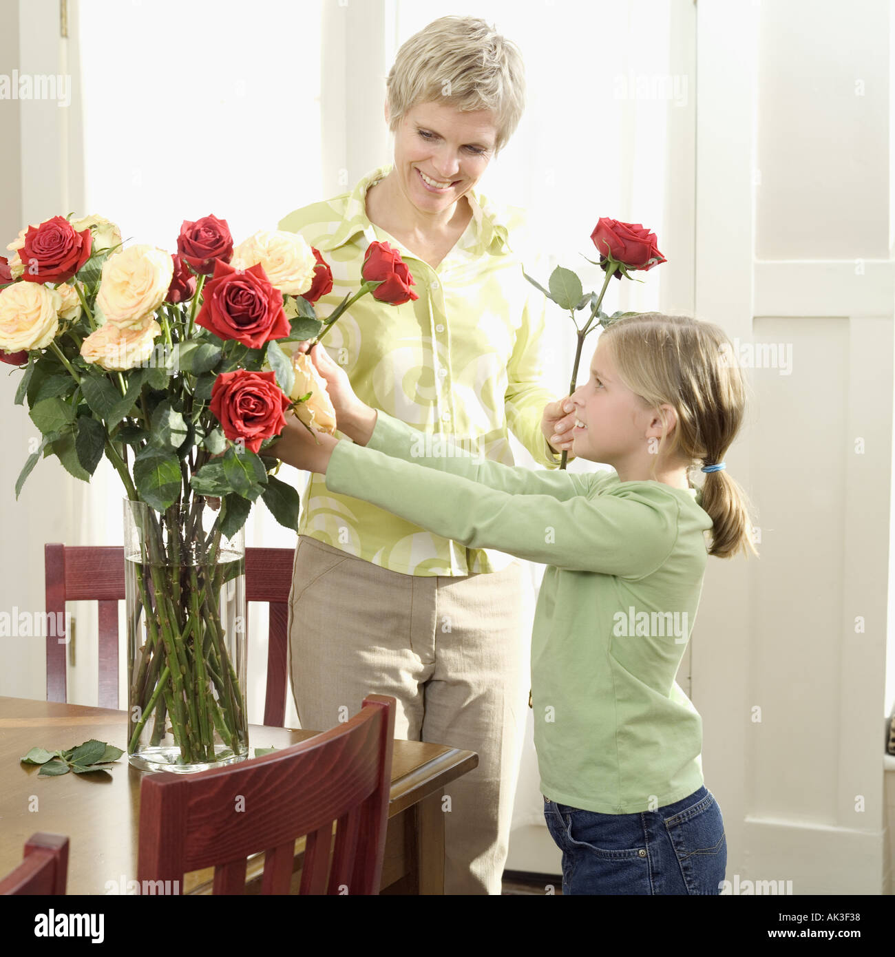 L'organisation mère des roses avec sa fille Banque D'Images