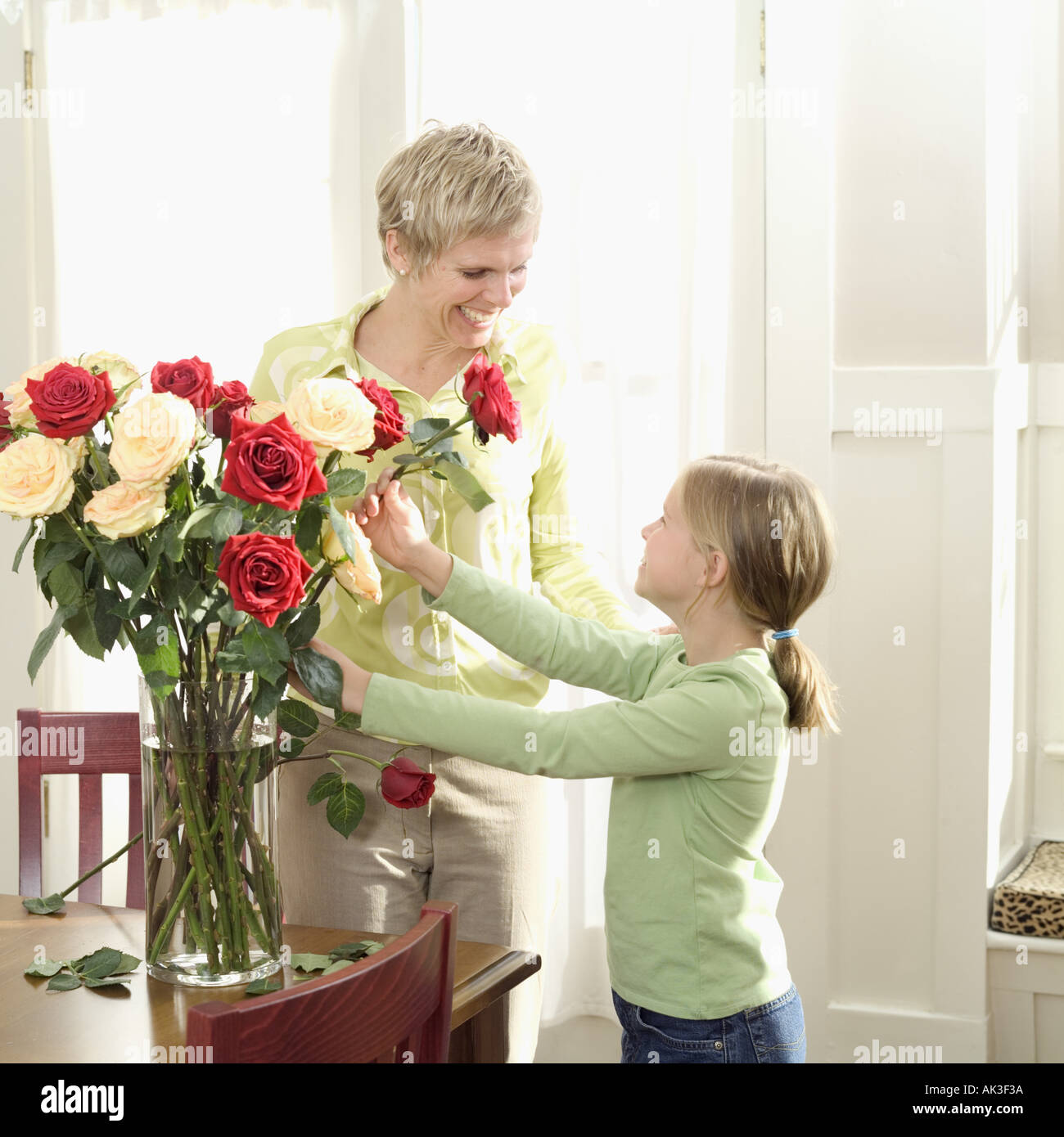 L'organisation mère des roses avec sa fille Banque D'Images