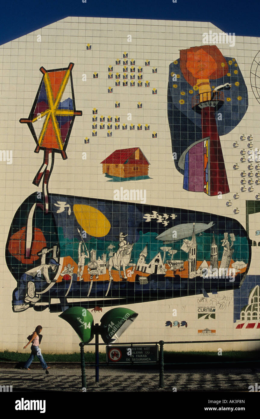 Murale tuile Curitiba Parana Brésil Etat Banque D'Images