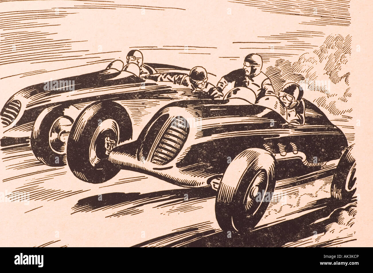 Haute vitesse de voiture de course de comic book 1950 Banque D'Images