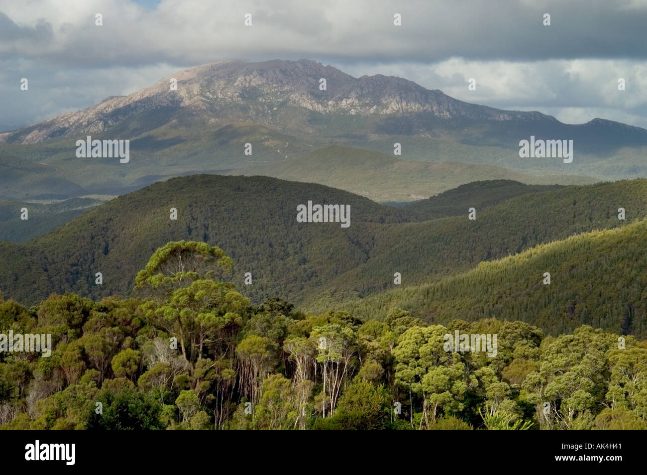 Paysage près de strahan côte ouest de la Tasmanie en Australie Banque D'Images