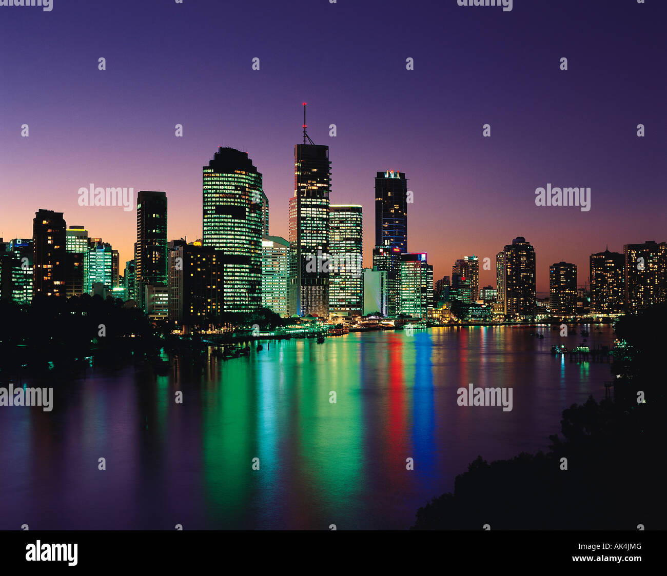 L'Australie. Le Queensland. Brisbane. Toits de la ville. Vue de nuit. Banque D'Images