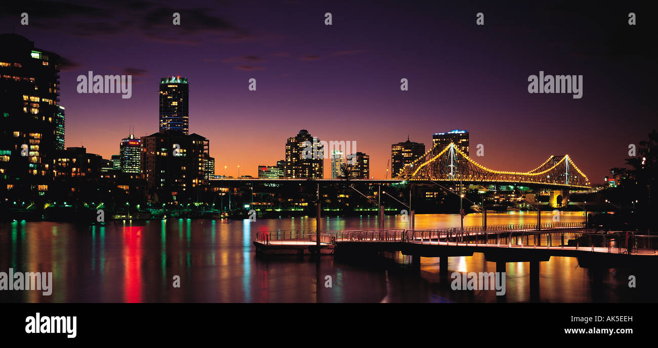 L'Australie, Queensland, Brisbane, ville, Story Bridge, vision de nuit, Banque D'Images