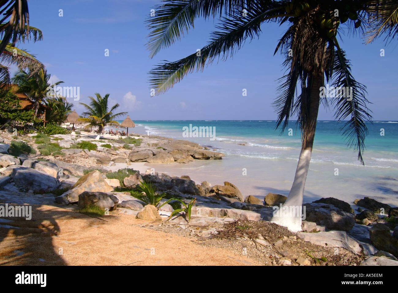 La plage de Tulum CARAÏBES MEXIQUE YUCATAN Banque D'Images