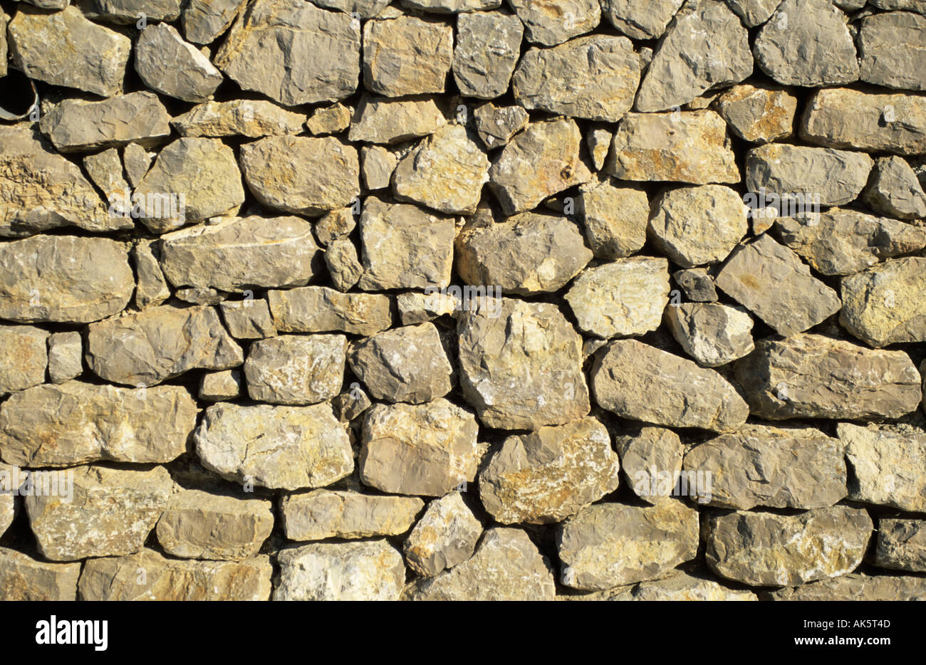 Détail d'un mur ou mur de pierre sèche Banque D'Images