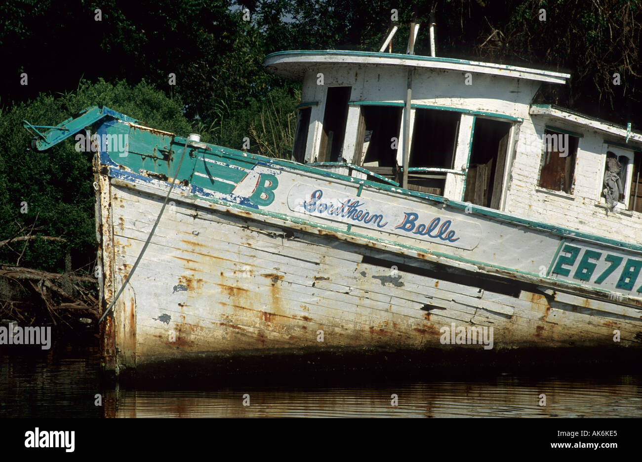 Vieux bateau Southern Belle à Bayou Terrebonne Banque D'Images