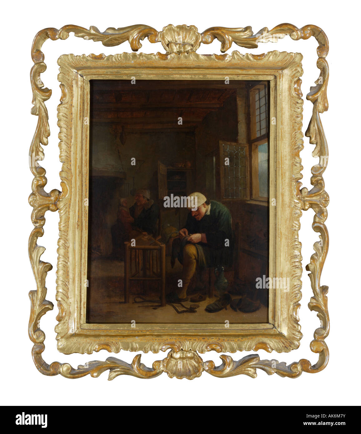 Vers 1658 la peinture à l'huile hollandais dans un cadre en bois d'or Banque D'Images