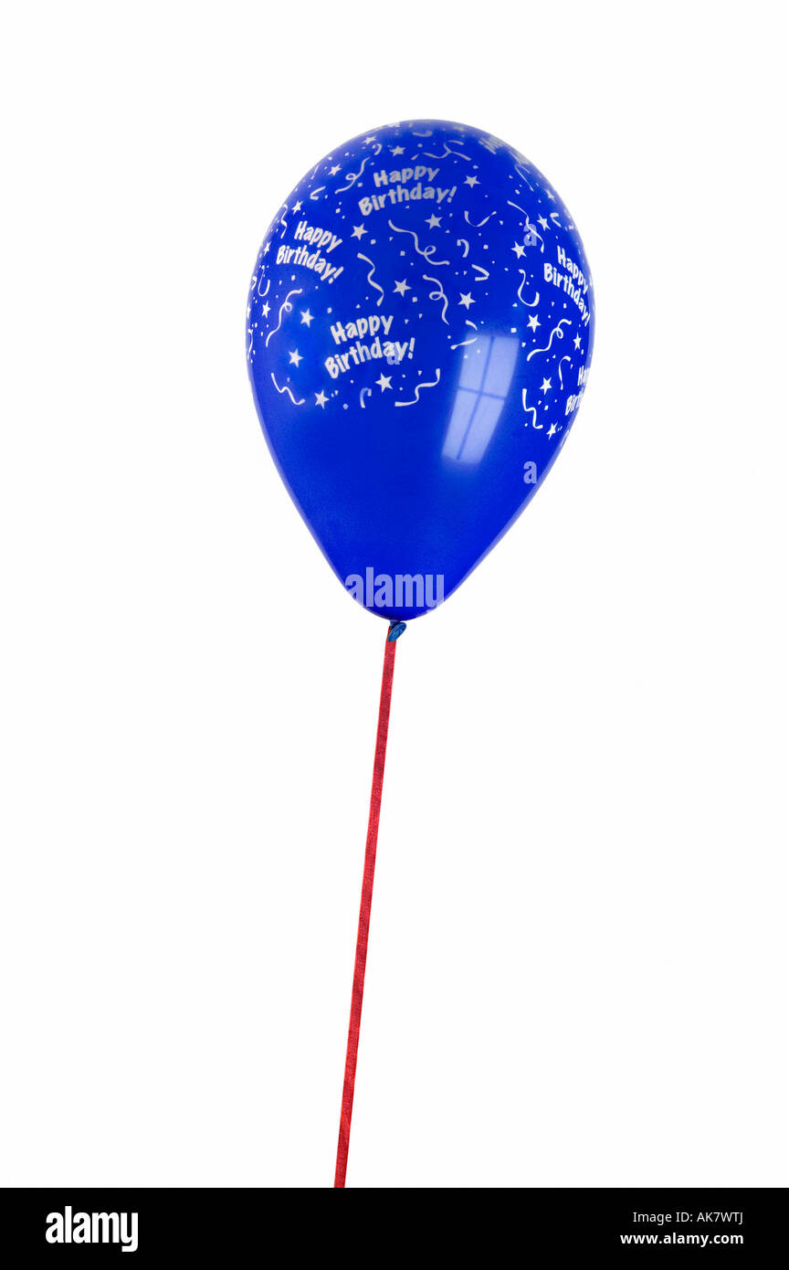 Ballon PARTI BLEU SUR FOND BLANC Banque D'Images