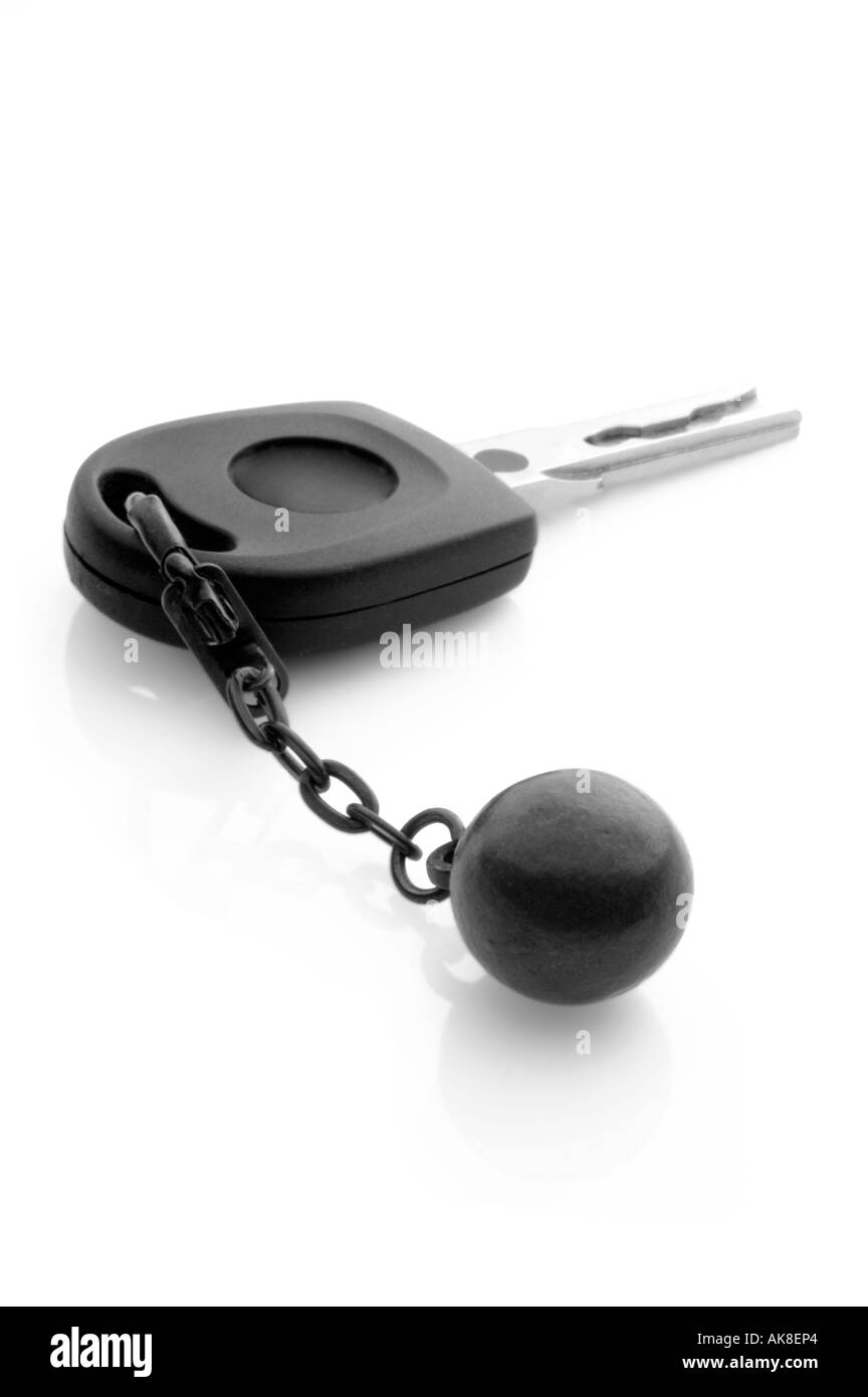 Clé de voiture avec balle et de la chaîne Banque D'Images