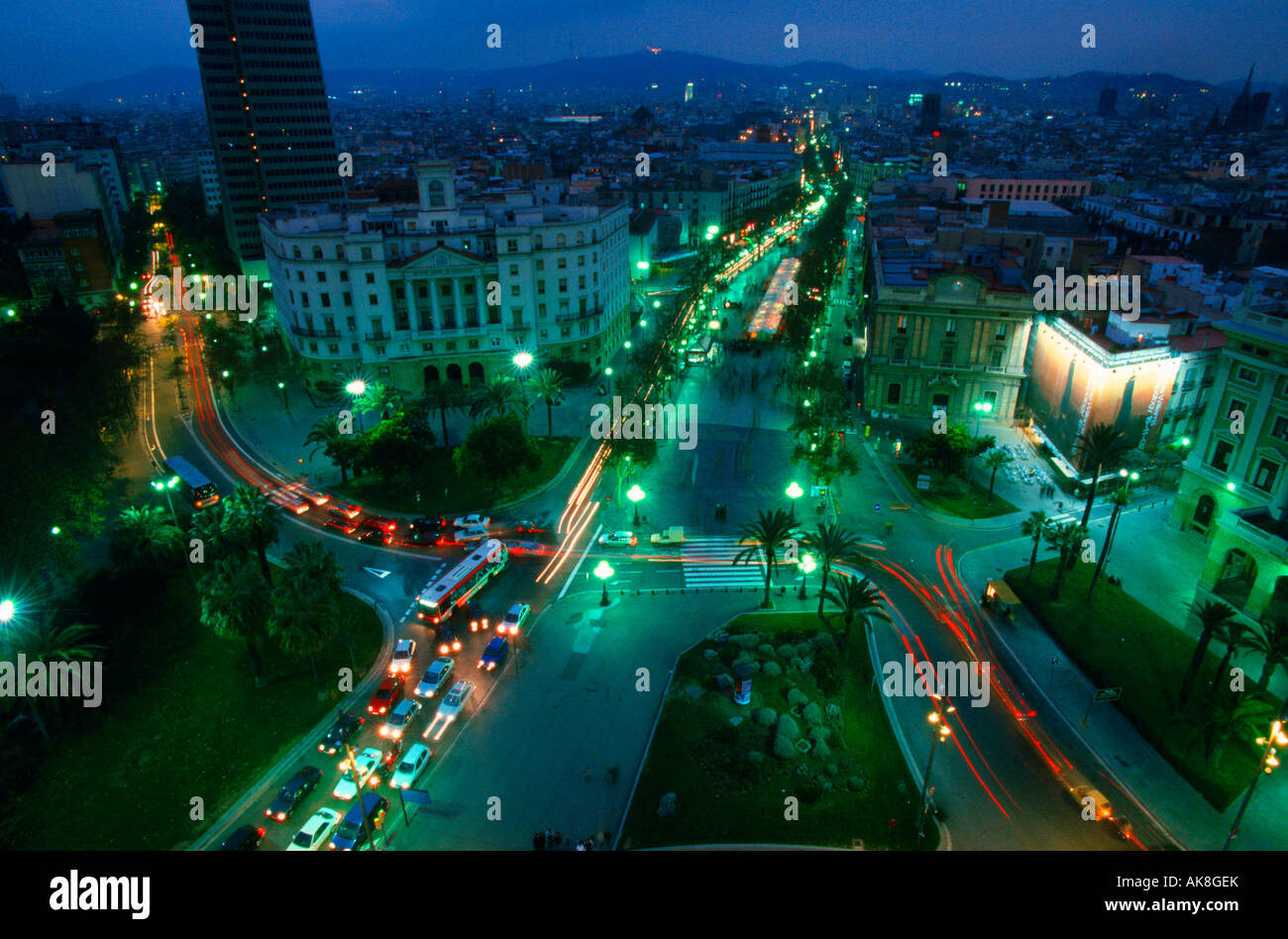 Vue sur Las Ramblas Banque D'Images