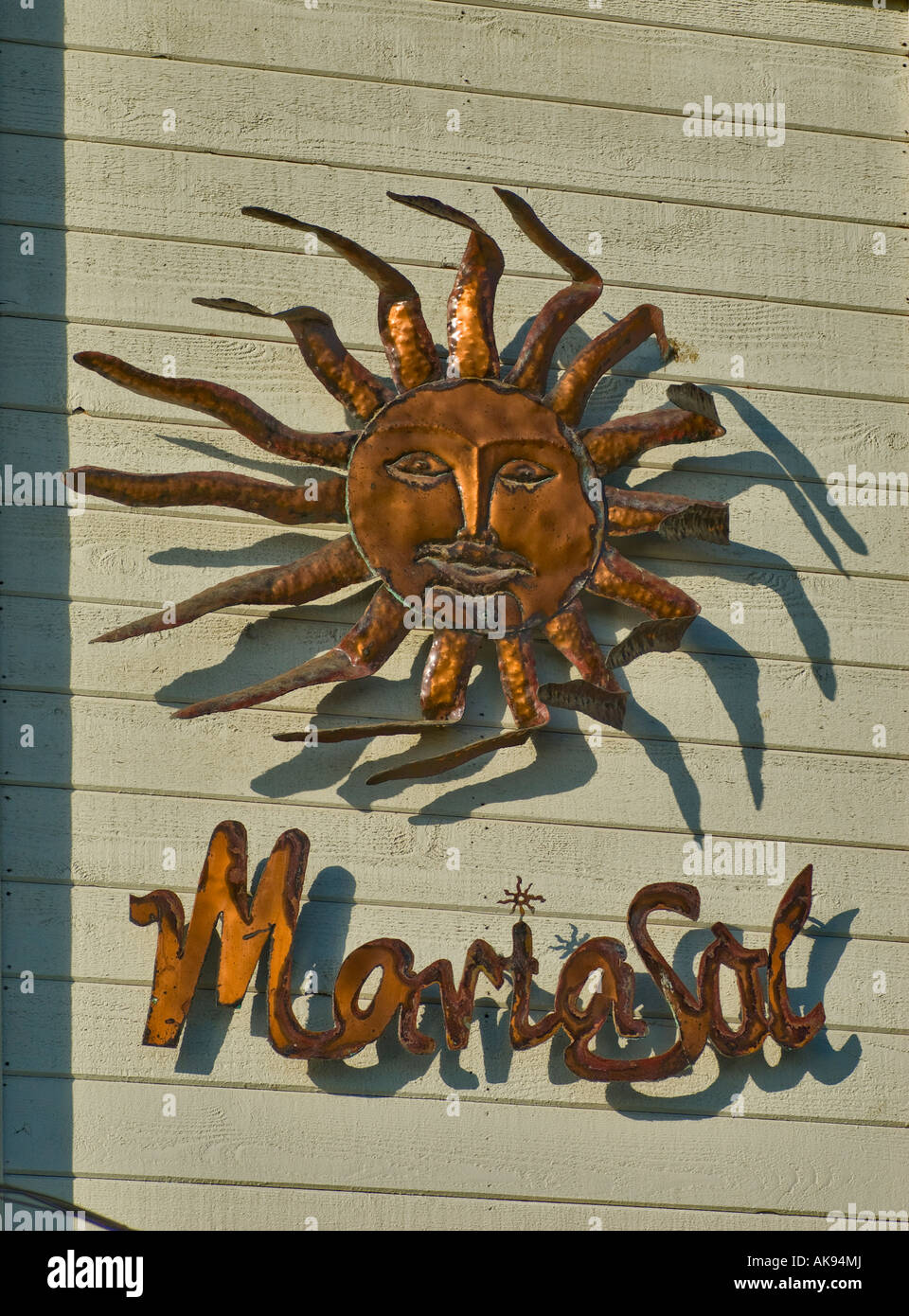 Restaurant Mexicain Mariasol signe à la jetée de Santa Monica, Californie, USA Banque D'Images