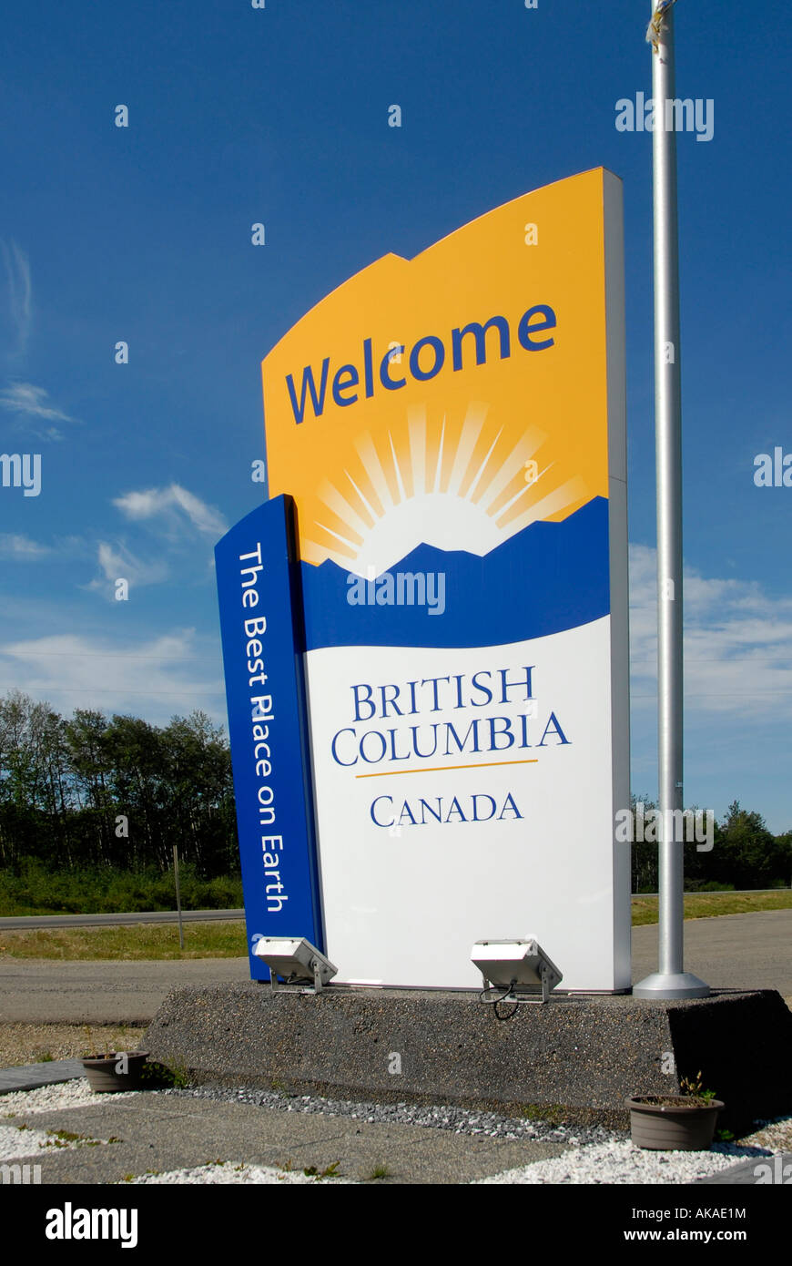 Bienvenue à la Colombie-Britannique Canada signe C B Banque D'Images