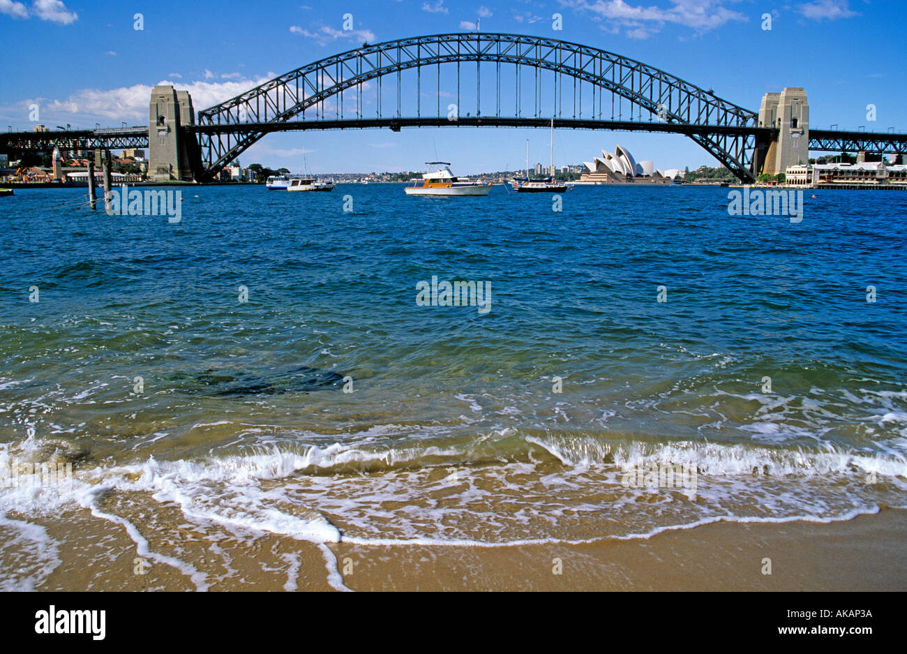 Sydney Harbour Bridge et plages du port en Australie Banque D'Images