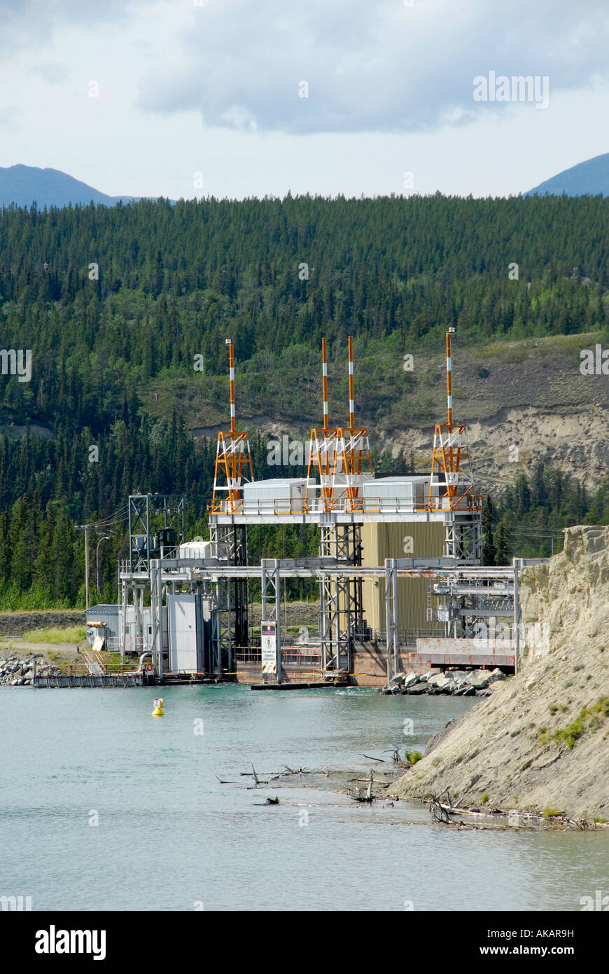 Société d'énergie du Yukon hydro hydro-électrique de l'eau du barrage hydro-électrique de l'électricité de l'énergie alimentation Territoire Whitehorse Yukon Banque D'Images
