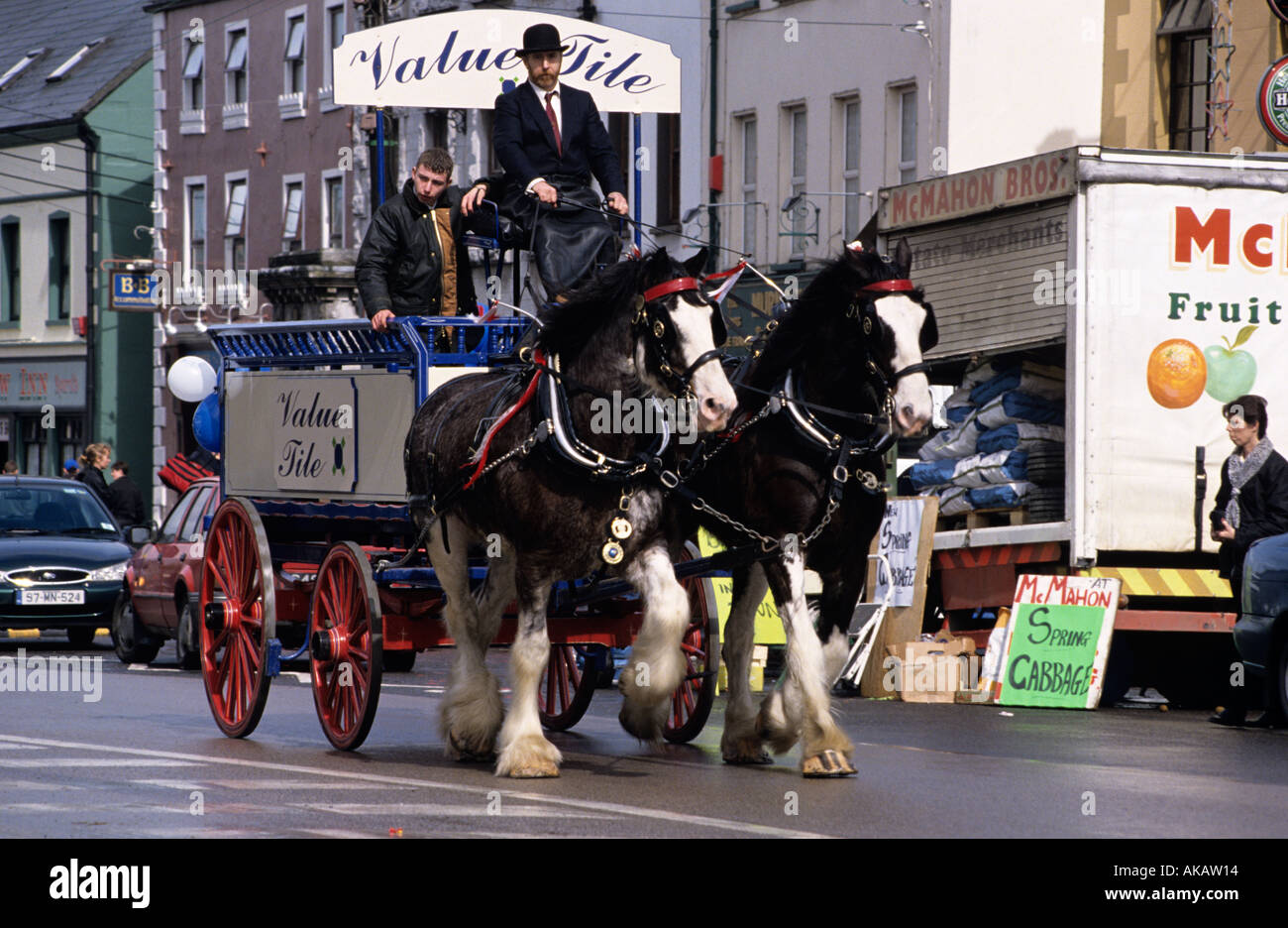 Le jour du marché du comté de Monaghan Irlande Carrickmacross Banque D'Images