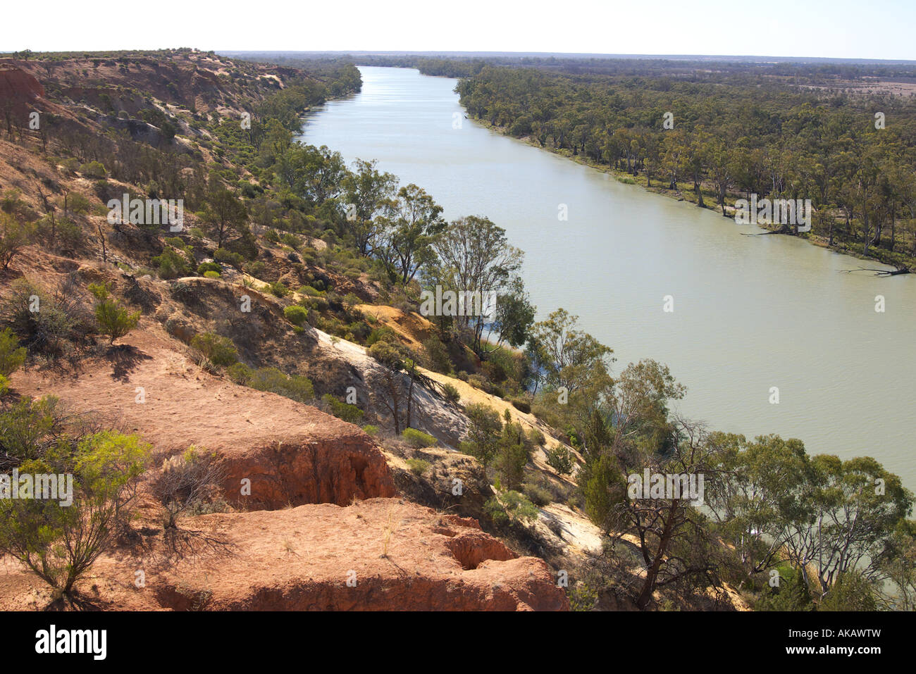 Regardant vers le bas sur la rivière Murray à renmark Australie du Sud Banque D'Images