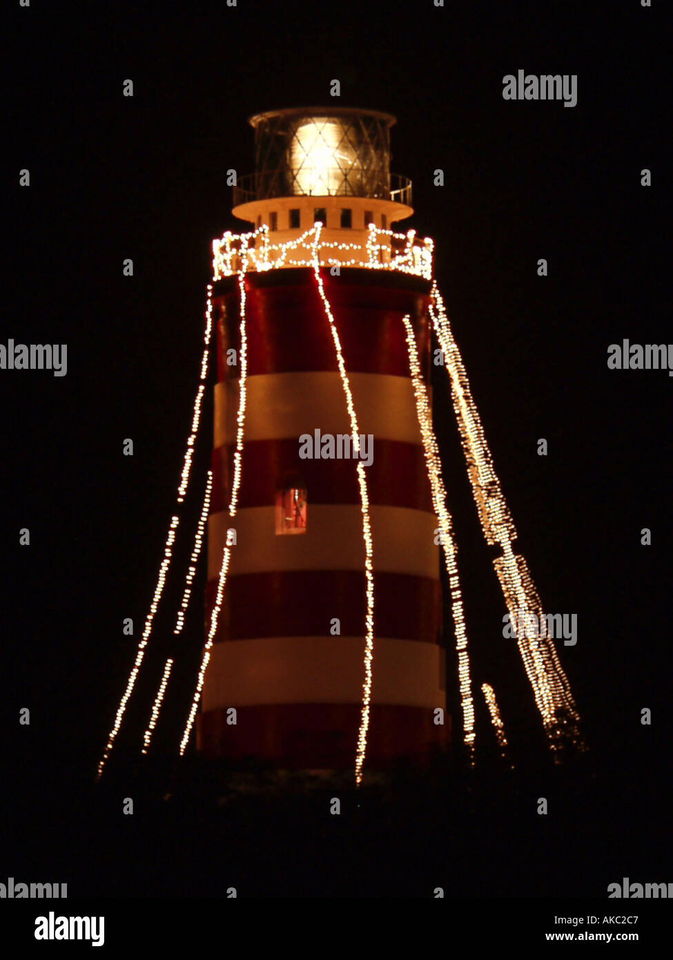 Le phare de Hope Town sur le coude Cay dans les Abacos Bahamas construit en 1863 par le service phare de l'Empire britannique Banque D'Images