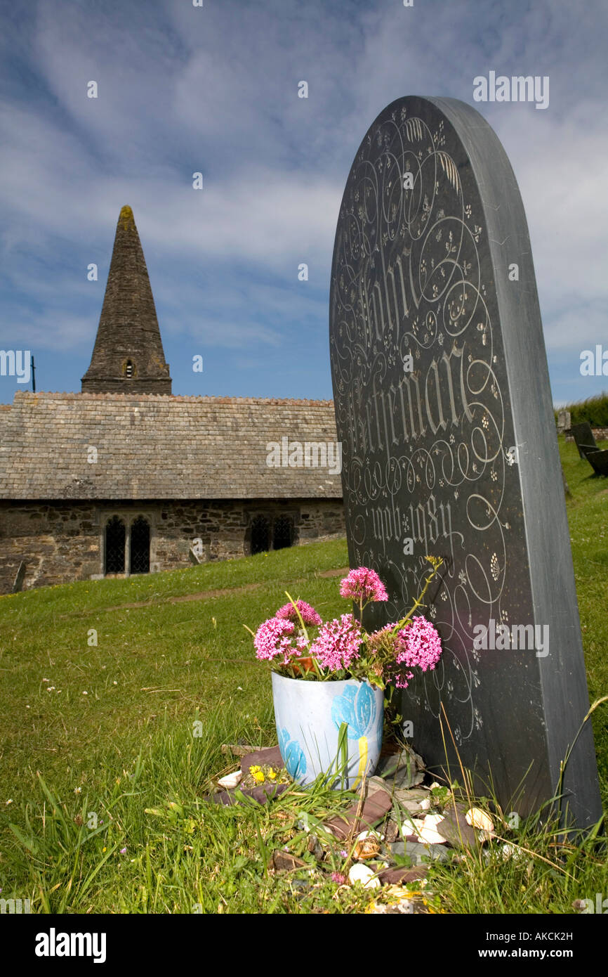 Tombe de sir John Betjeman st enodoc church rock Cornwall Banque D'Images