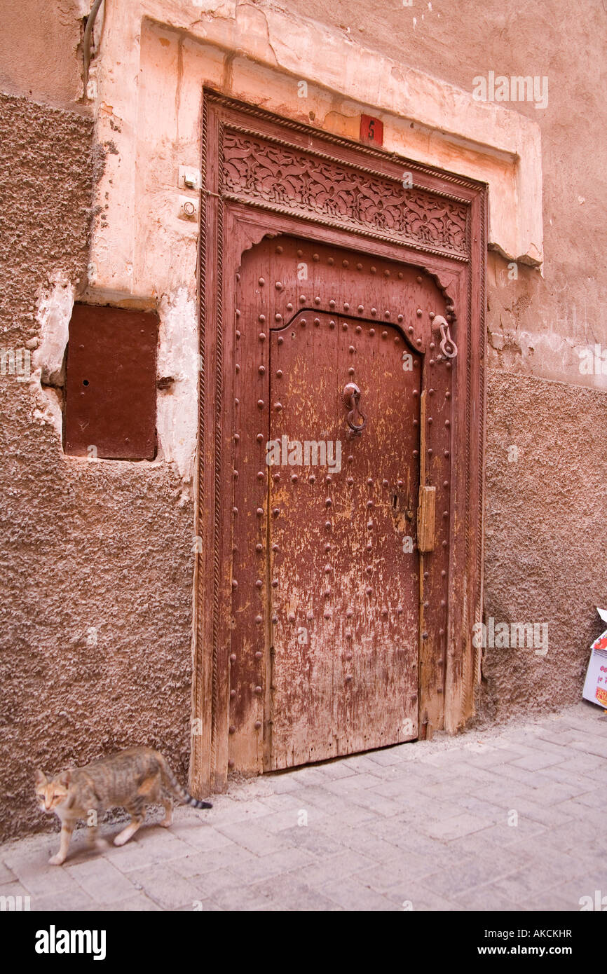 Vieilles Portes En Bois Marrakech Maroc Lafrique Du Nord