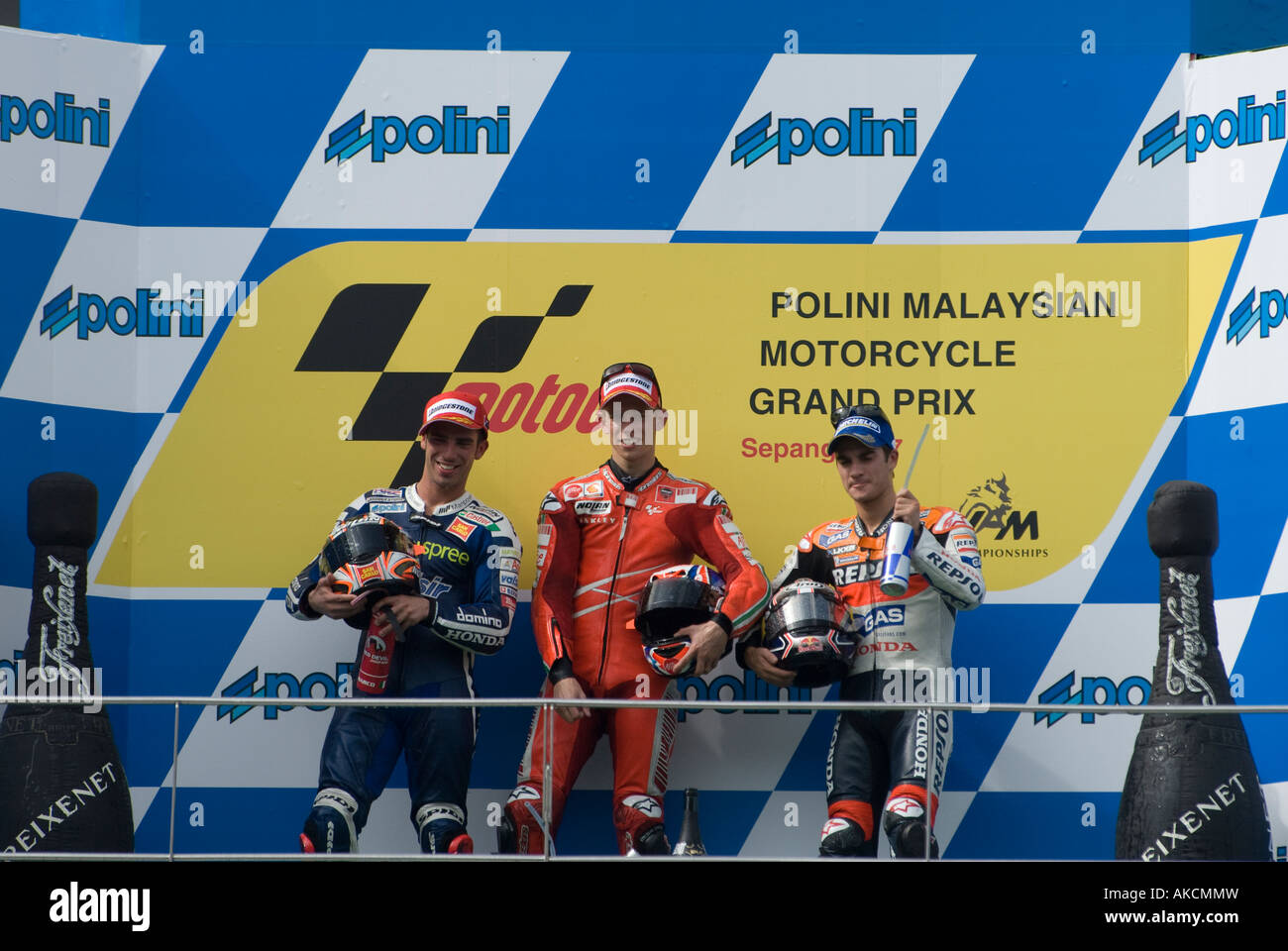 Podium lauréats au Grand Prix moto de Malaisie Polini Circuit Sepang Malaisie Banque D'Images