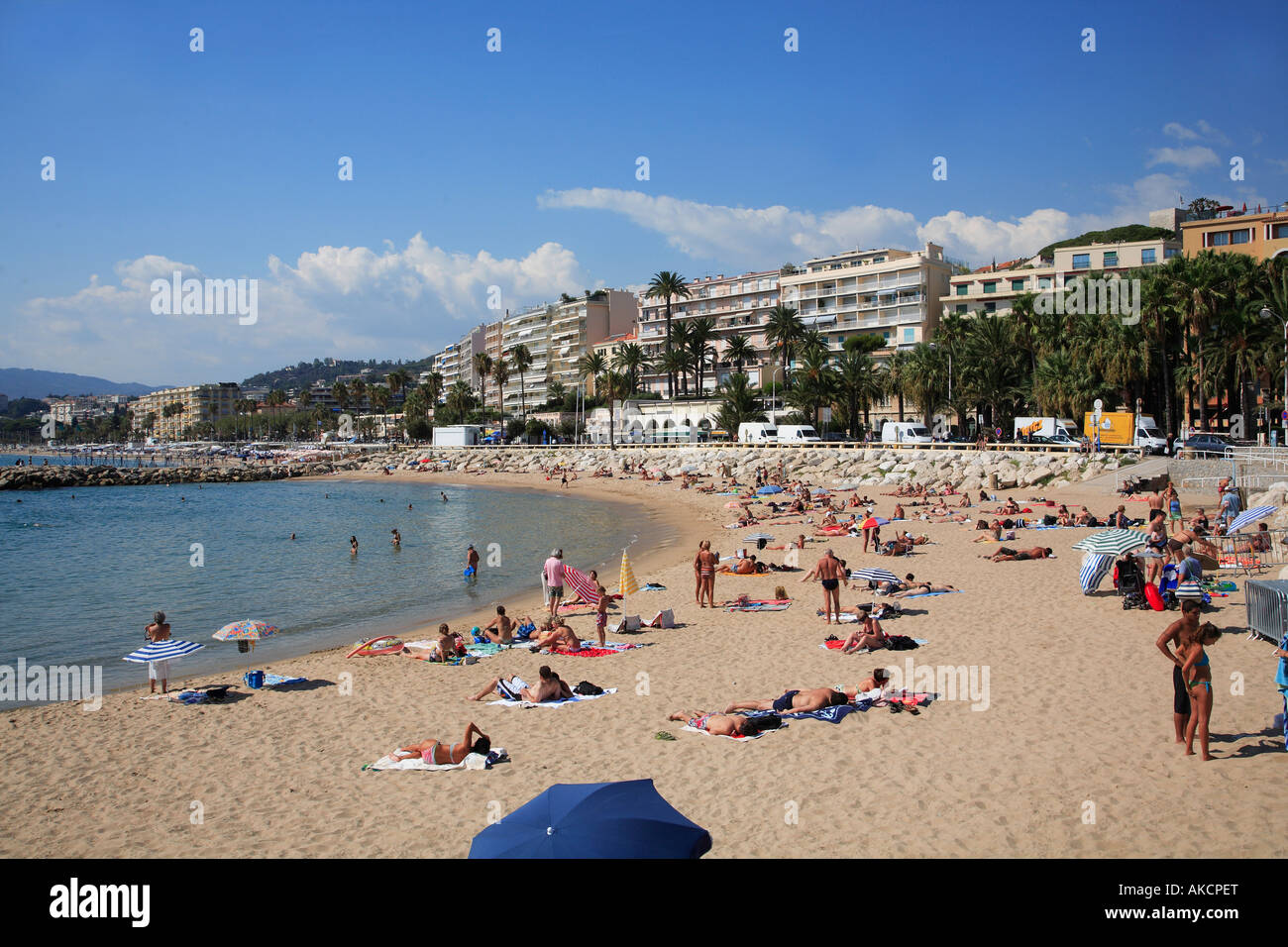 France Provence Côte d'Azur Cannes plage gens Banque D'Images