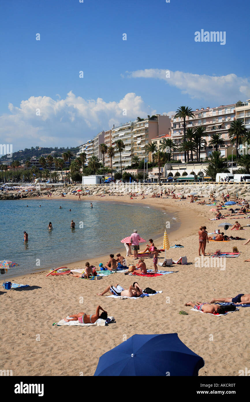 France Provence Côte d'Azur Cannes plage gens Banque D'Images