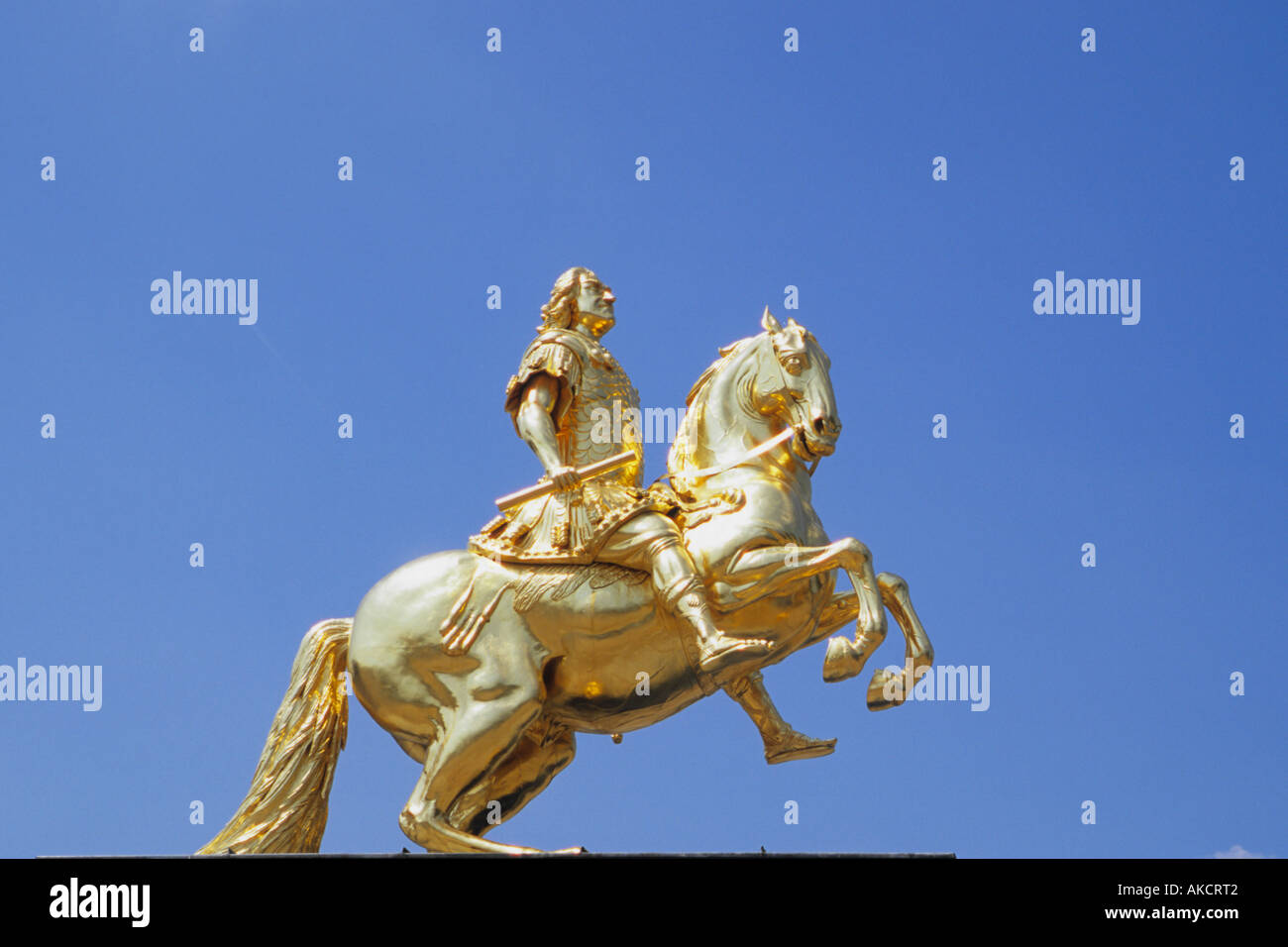 Allemagne Saxe Dresde Goldener Reiter statue Auguste le Fort Banque D'Images