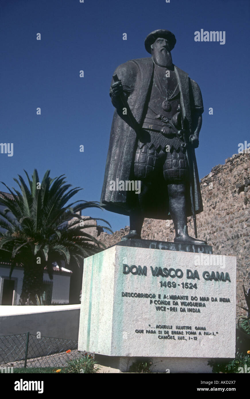 Statue de Vasco da Gama Sines Portugal Banque D'Images