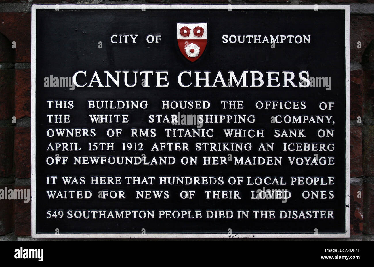 Mémorial à RMS Titanic près du front de mer de Southampton à Canut Chambers Banque D'Images